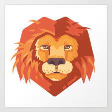 Lion Head Animal Kids Gift Art Print By