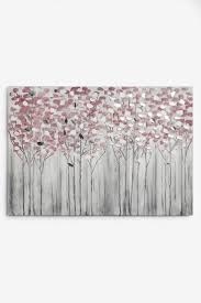 Pink Birch Trees Large Canvas Wall Art