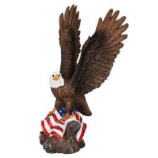 Exhart Eagle On Usa Flag Statue 17243