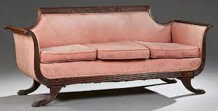 Duncan Phyfe Style Carved Mahogany Sofa