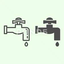 Faucet Line And Solid Icon Water Tap