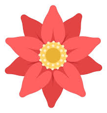 Cute Red Flower Icon Natural Garden Symbol
