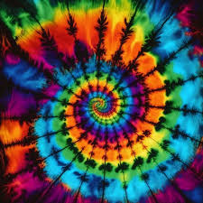 A Colorful Tie Dye Spiral With Trees In