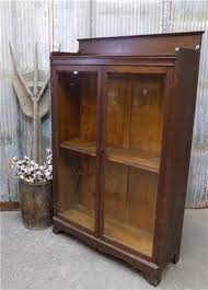 Oak Bookcase Glass Doors China Cabinet