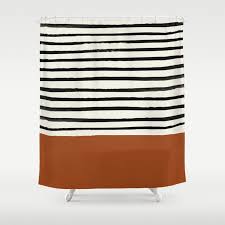 Burnt Orange X Stripes Shower Curtain