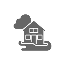 Flooded House Glyph Icon Linear Style