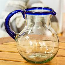 Handblown Recycled Glass Pitcher With