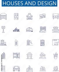 Houses And Design Line Icons Signs Set