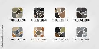 Set Of Brick Stone Logo Vector Icon