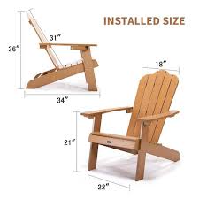 Jushua Brown All Weather And Fade Resistant Plastic Wood Adirondack Chair With Cup Holder