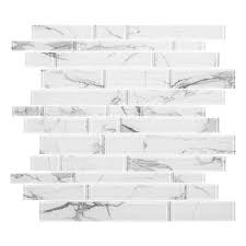 Jeffrey Court Hampton Cove White 11 625 In X 11 625 In Interlocking Glossy Glass Mosaic Tile 18 77 Sq Ft Case White Gray