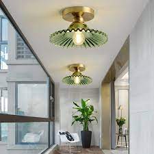 Modern Green Glass Shade Flush Mount