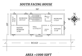 50 X20 3bhk South Facing House Plan As
