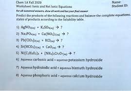 Solved Chem 1a Fall 2020 Name