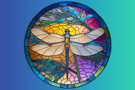 6 Stained Glass Dragonfly Round Windows