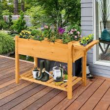 Elevated Planter Box Kit With 8 Grids And Folding Tabletop
