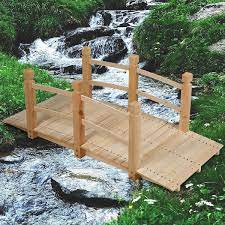 5 Ft Wooden Garden Bridge Arc Stained Finish Footbridge Decorative