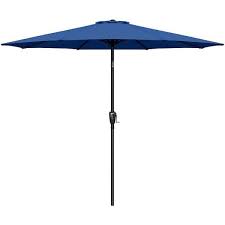 Kahomvis 9ft Blue Polyester Market Patio Umbrella With Crank Opening Mechanism Dhs Qphk 2484