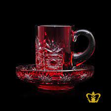 Buy Ruby Red Crystal Tea Cup And Saucer