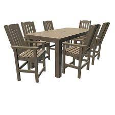 Hamilton 7 Piece Outdoor Counter Height Dining Set Woodland Brown