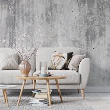 Grey Concrete Wallpaper Living Room