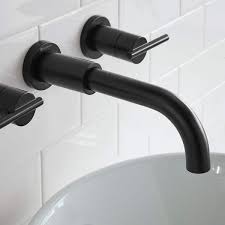 Glacier Bay Modern 2 Handle Wall Mount Bathroom Faucet In Matte Black
