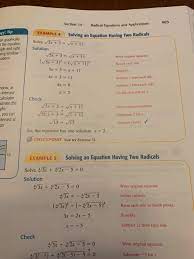Solving Radical Equations Section