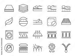 Mattress Line Icon Set Included The