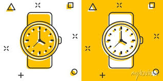 Wrist Watch Icon In Comic Style Hand
