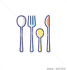 Forks Knives And Spoons Rgb Color Icon