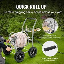 Vevor Hose Reel Cart Hold Up To 250 Ft Of 5 8 In Hose Garden Water Hose Carts Mobile Tools With 4 Wheels Silver