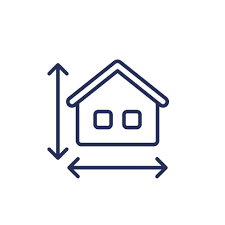 Building Size Line Icon With A House