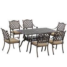 Outsunny Patio Dining Set Cast Aluminum 7 Pieces Outdoor Table Set Khaki Other