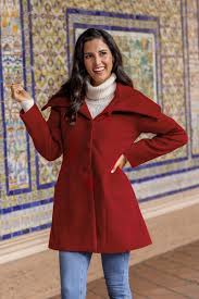 Red Baby Alpaca And Wool Coat With