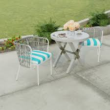 Turquoise Stripe Outdoor Seat Cushion