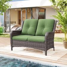 Brown Wicker Outdoor Patio Loveseat