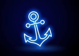 Neon Anchor Sign Glowing Anchor Icon On