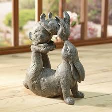 Kissing Rabbits Garden Sculpture Signals