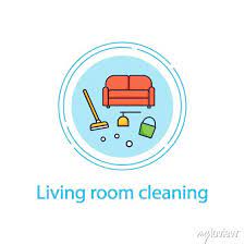 Living Room Cleaning Concept Line Icon
