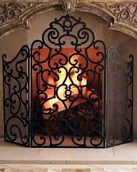 Iron Fireplace Screen With Stained