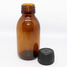 Amber Glass Bottle Black Cap