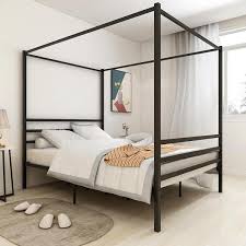 Godeer 83 In W Black Metal Canopy Bed