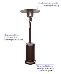 Flash Furniture Patio Outdoor Heating Bronze Stainless Steel 40 000 Btu Propane Heater With Wheels For Commercial Residential