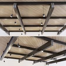 3d model wooden ceiling on metal beams