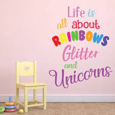 Glitter Unicorn Quote Wall Sticker Ws