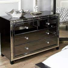 Smoked Glass Mirrored 4 Drawer Chest