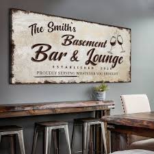 Basement Bar Sign Personalized Bar And