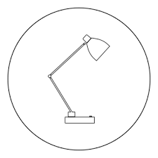 Desk Lamp Icon Circle Drawing Table