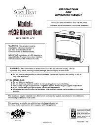 Operating Manual Kozy Heat Fireplaces