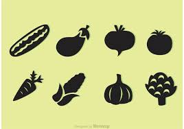 Black Vegetable Vector Icons 123796